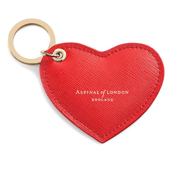 Heart Keyring in Dahlia Saffiano from Aspinal of London