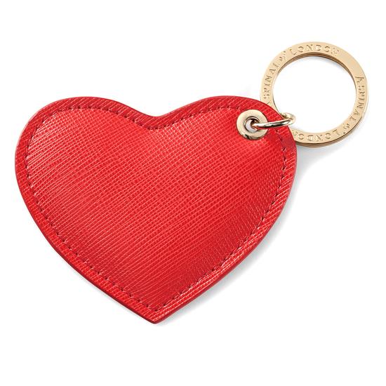 Heart Keyring in Dahlia Saffiano from Aspinal of London