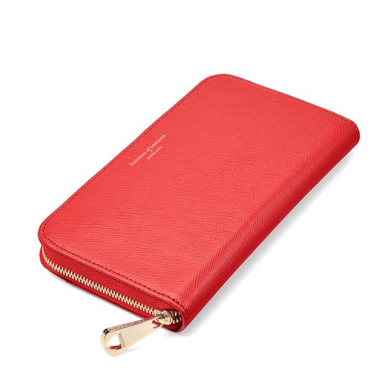 Continental Clutch Zip Wallet in Dahlia Saffiano from Aspinal of London
