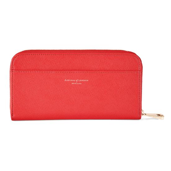 Continental Clutch Zip Wallet in Dahlia Saffiano from Aspinal of London