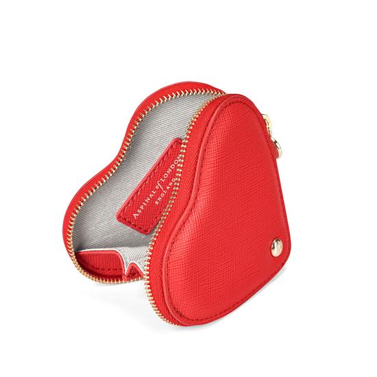 Heart Coin Purse in Dahlia Saffiano from Aspinal of London