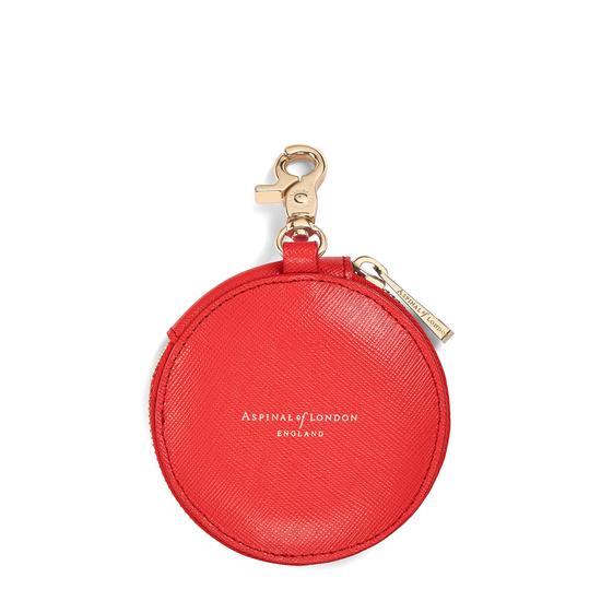 Round Coin Purse with Keyring in Dahlia Saffiano from Aspinal of London