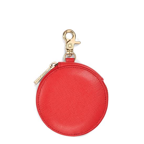 Round Coin Purse with Keyring in Dahlia Saffiano from Aspinal of London