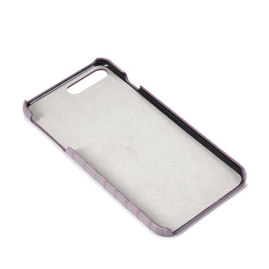 iPhone 7 Plus Leather Cover in Deep Shine Lilac Small Croc from Aspinal of London