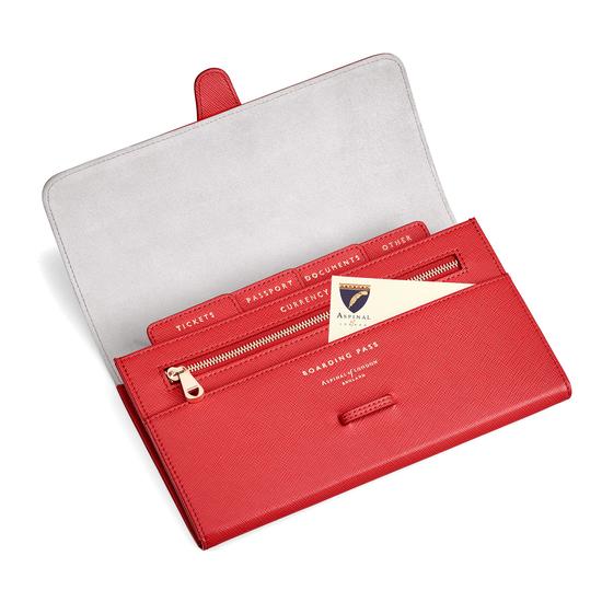 Classic Travel Wallet in Dahlia Saffiano from Aspinal of London