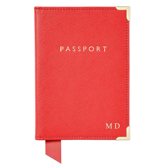 Passport Cover in Dahlia Saffiano from Aspinal of London