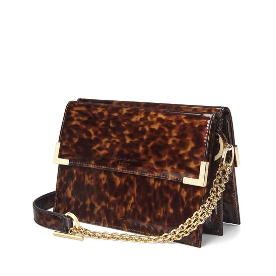 Chelsea Bag in in Deep Shine Tortoiseshell Patent from Aspinal of London