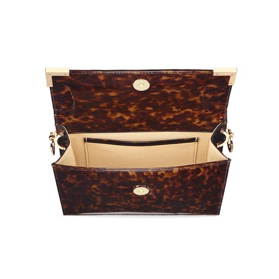 Chelsea Bag in in Deep Shine Tortoiseshell Patent from Aspinal of London
