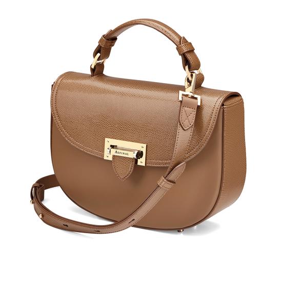 Letterbox Saddle Bag in Camel Lizard & Smooth Camel from Aspinal of London