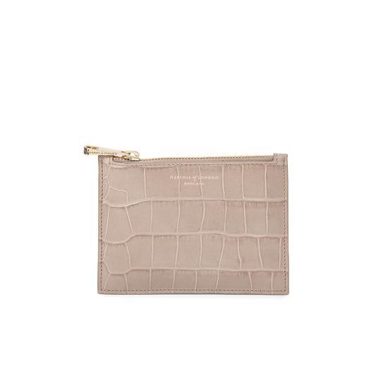 Small Essential Pouch in Deep Shine Soft Taupe Croc from Aspinal of London