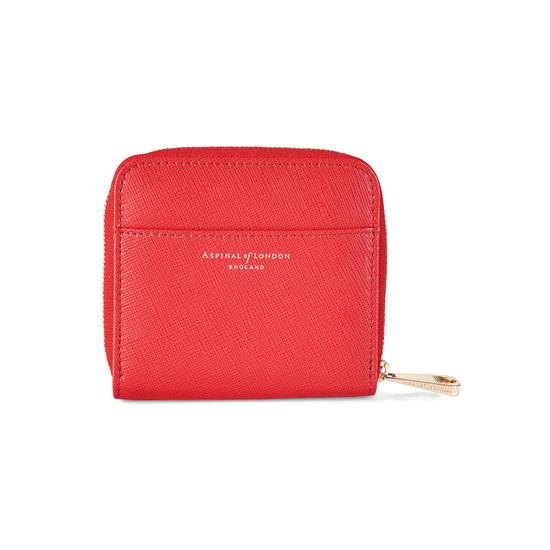 Mini Continental Zipped Coin Purse in Dahlia Saffiano from Aspinal of London