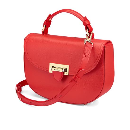 Letterbox Saddle Bag in Dahlia Saffiano from Aspinal of London