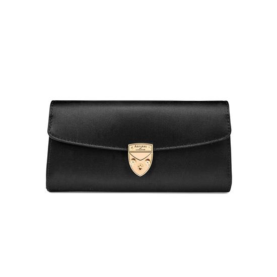 Mini Eaton Clutch in Black Satin from Aspinal of London