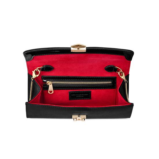 Mini Eaton Clutch in Black Satin from Aspinal of London