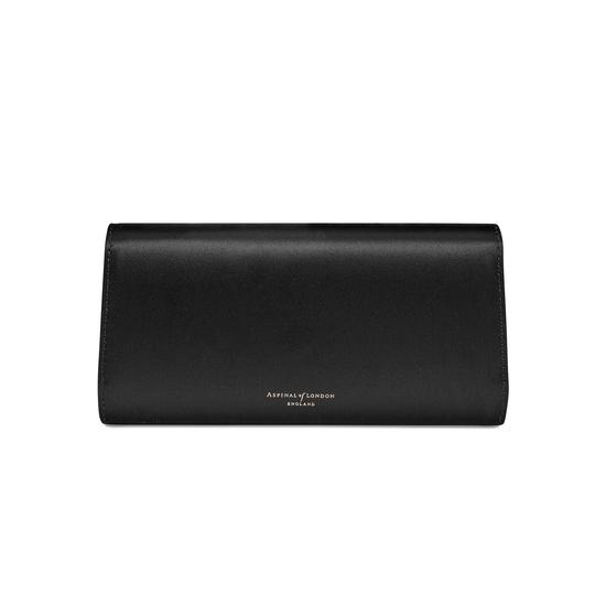 Mini Eaton Clutch in Black Satin from Aspinal of London