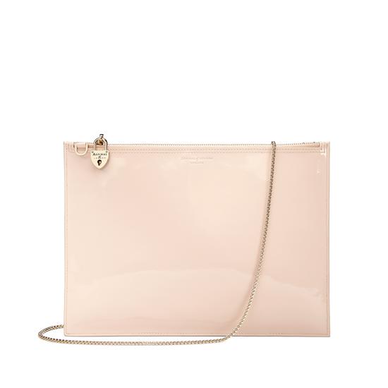 Soho Clutch in Deep Shine Nude Patent from Aspinal of London