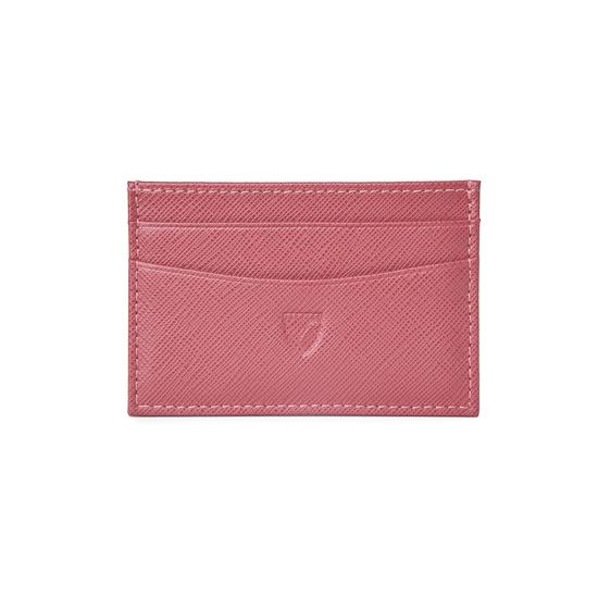 Slim Credit Card Case in Blusher Saffiano & Navy Suede from Aspinal of London