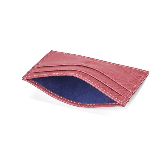 Slim Credit Card Case in Blusher Saffiano & Navy Suede from Aspinal of London