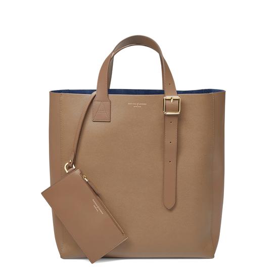 The 'A' Tote in Camel Saffiano from Aspinal of London