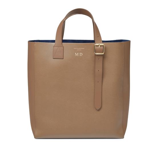 The 'A' Tote in Camel Saffiano from Aspinal of London