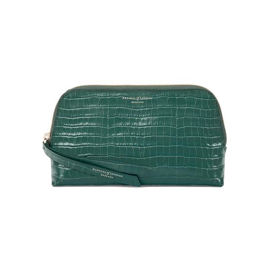 Small Essential Cosmetic Case in Sage Small Croc from Aspinal of London