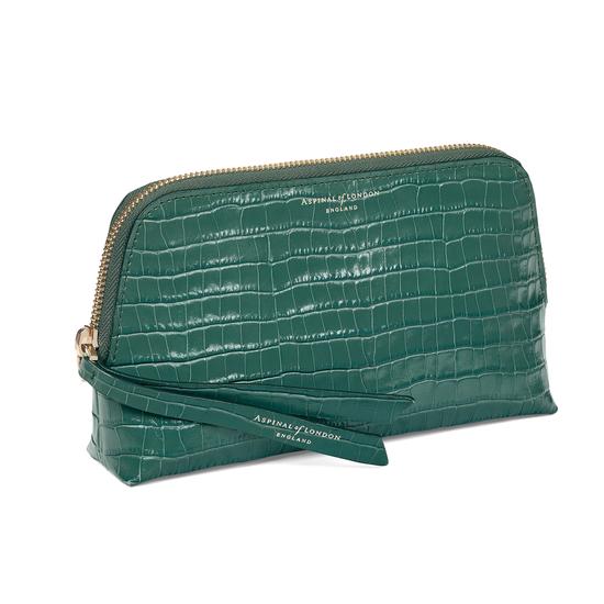 Small Essential Cosmetic Case in Sage Small Croc from Aspinal of London