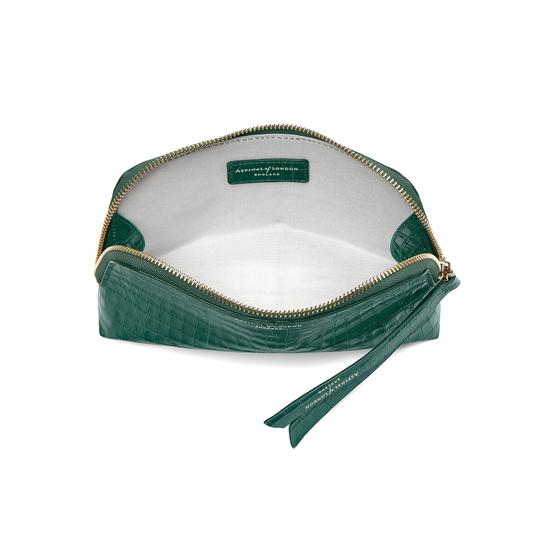 Small Essential Cosmetic Case in Sage Small Croc from Aspinal of London