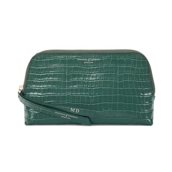 Small Essential Cosmetic Case in Sage Small Croc from Aspinal of London