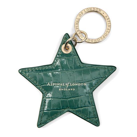 Star Keyring in Deep Shine Sage Small Croc from Aspinal of London
