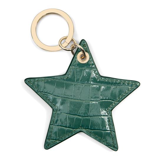 Star Keyring in Deep Shine Sage Small Croc from Aspinal of London