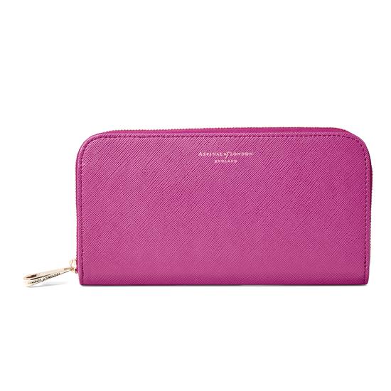 Continental Clutch Zip Wallet in Orchid Saffiano from Aspinal of London