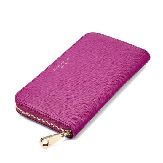 Continental Clutch Zip Wallet in Orchid Saffiano from Aspinal of London