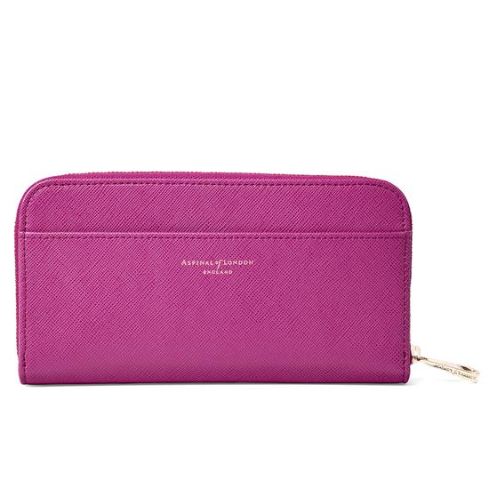 Continental Clutch Zip Wallet in Orchid Saffiano from Aspinal of London