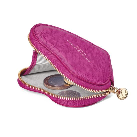 Heart Coin Purse in Orchid Saffiano from Aspinal of London