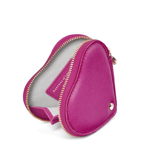 Heart Coin Purse in Orchid Saffiano from Aspinal of London