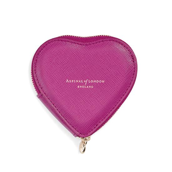 Heart Coin Purse in Orchid Saffiano from Aspinal of London