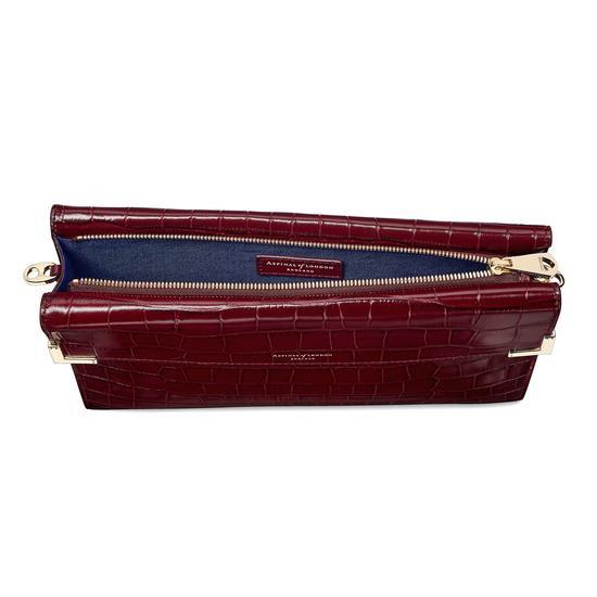 Editor's Clutch in Deep Shine Bordeaux Croc from Aspinal of London