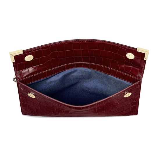 Editor's Clutch in Deep Shine Bordeaux Croc from Aspinal of London