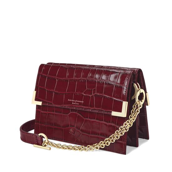 Chelsea Bag in Deep Shine Bordeaux Croc from Aspinal of London