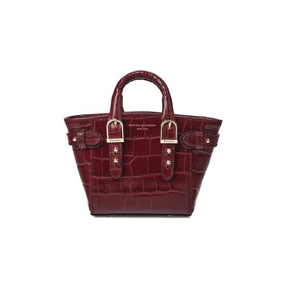 Micro Marylebone Tote in Deep Shine Bordeaux Croc from Aspinal of London