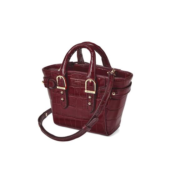 Micro Marylebone Tote in Deep Shine Bordeaux Croc from Aspinal of London