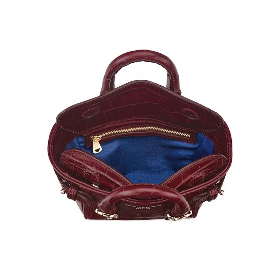 Micro Marylebone Tote in Deep Shine Bordeaux Croc from Aspinal of London