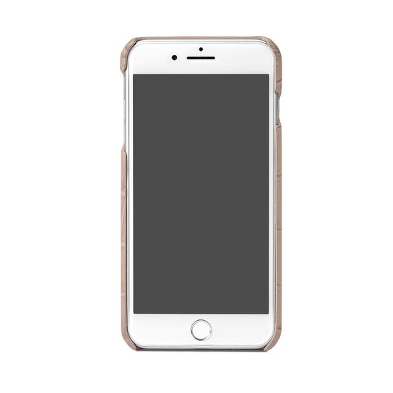iPhone 7 Plus Leather Cover in Deep Shine Soft Taupe Croc from Aspinal of London
