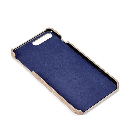 iPhone 7 Plus Leather Cover in Deep Shine Soft Taupe Croc from Aspinal of London