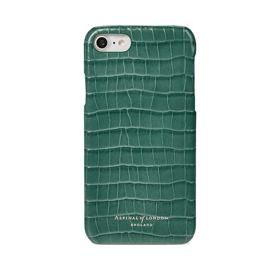 iPhone 7/8 Leather Cover in Deep Shine Sage Small Croc from Aspinal of London