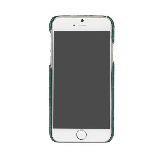 iPhone 7/8 Leather Cover in Deep Shine Sage Small Croc from Aspinal of London