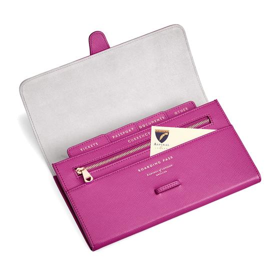 Classic Travel Wallet in Orchid Saffiano from Aspinal of London