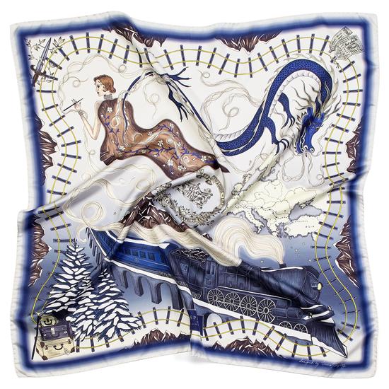 Murder on the Orient Express Silk Scarf in Midnight Blue (35