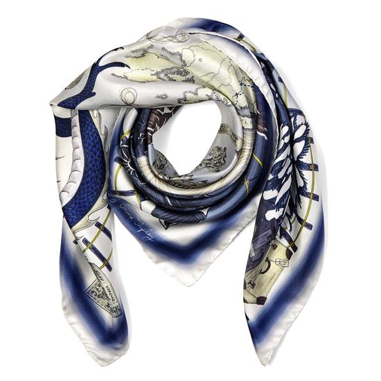 Murder on the Orient Express Silk Scarf in Midnight Blue (35