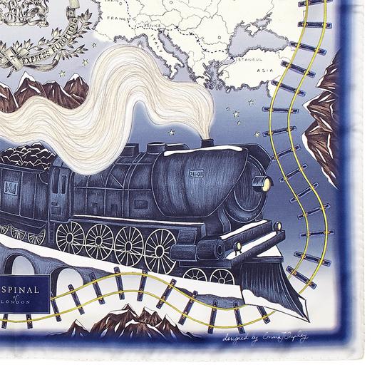 Murder on the Orient Express Silk Scarf in Midnight Blue (35